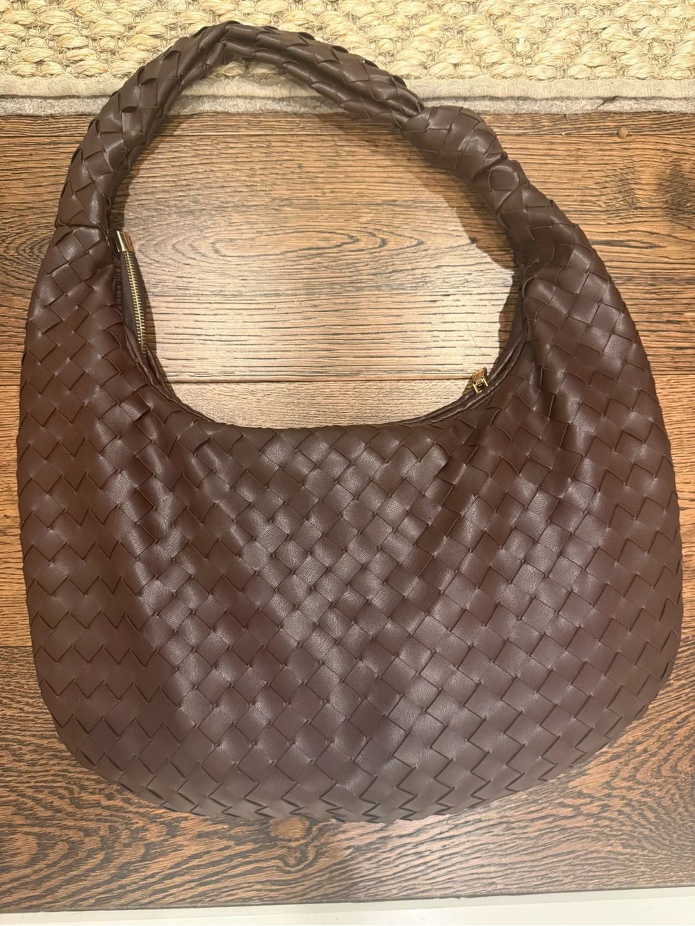 Anthropologie Deep Brown Woven Hobo Bag